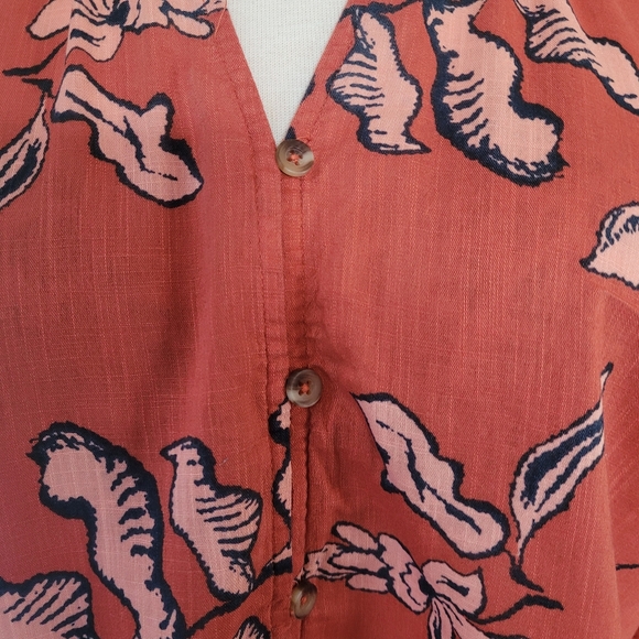 Sonoma Good For Life. V Neck Orange And White Button Down Women's Blouse. Size M - Picture 11 of 11